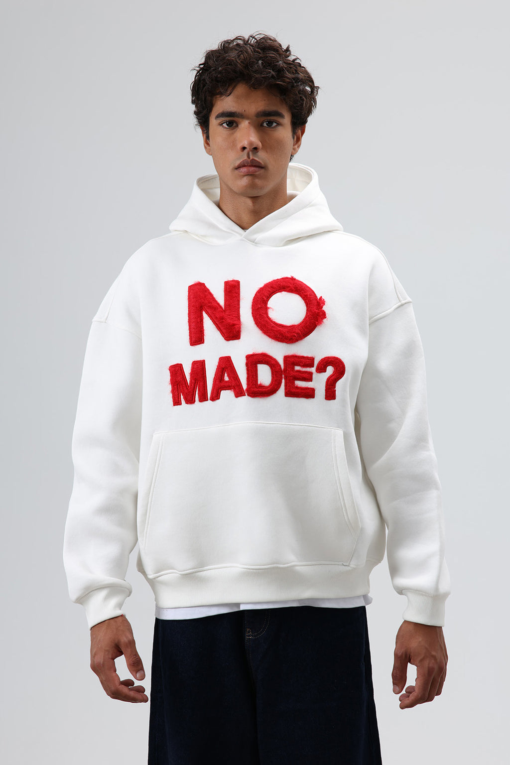 Oversize Baskılı Kapüşonlu Sweatshirt Ekru