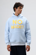 Oversize Baskılı Kapüşonlu Sweatshirt Bebe Mavi