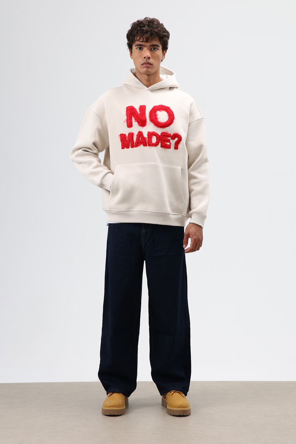 Oversize Baskılı Kapüşonlu Sweatshirt Bebe Mavi