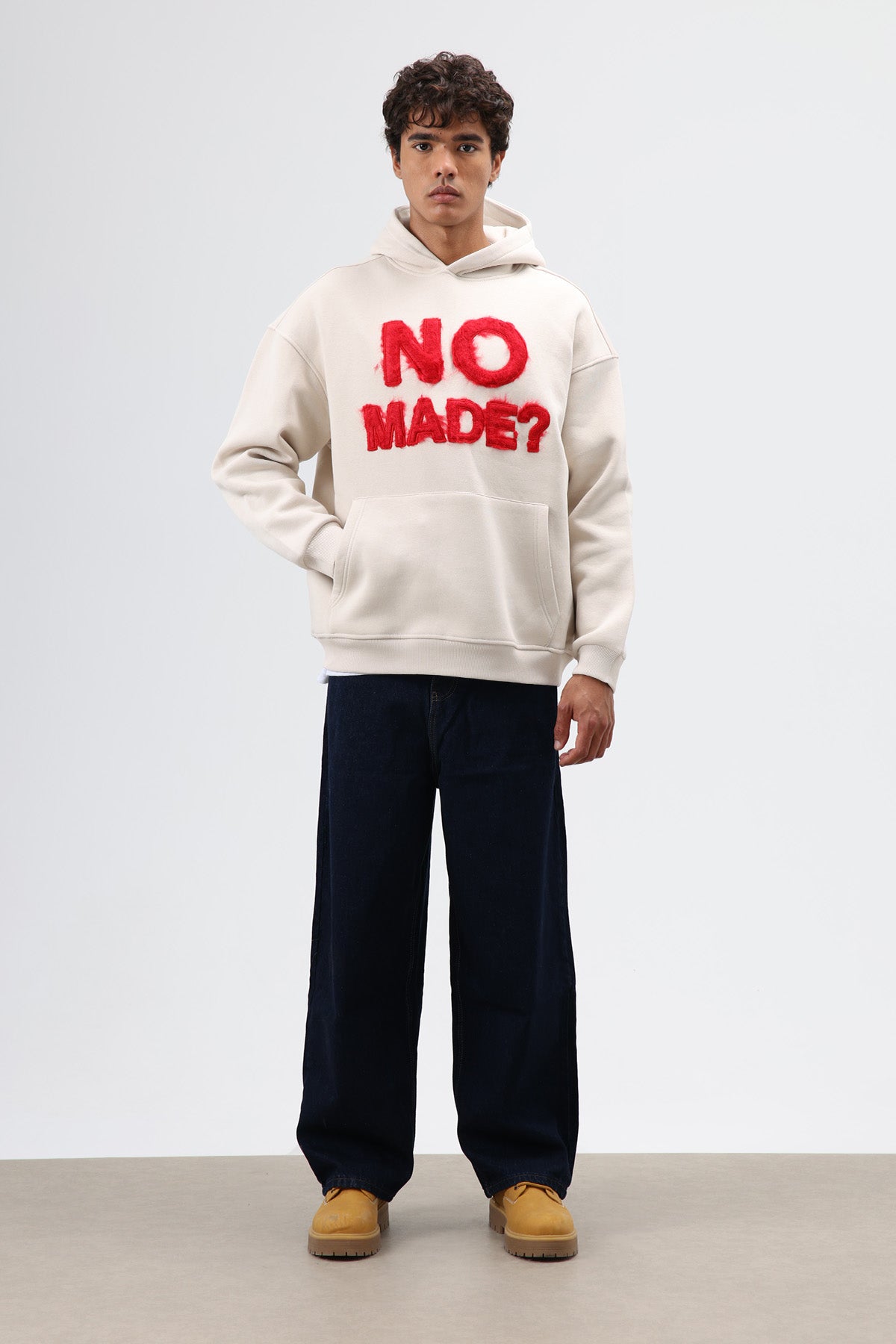 Oversize Baskılı Kapüşonlu Sweatshirt Bebe Mavi