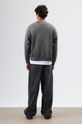 Oversize Bisiklet Yaka Cepli Sweatshirt Siyah
