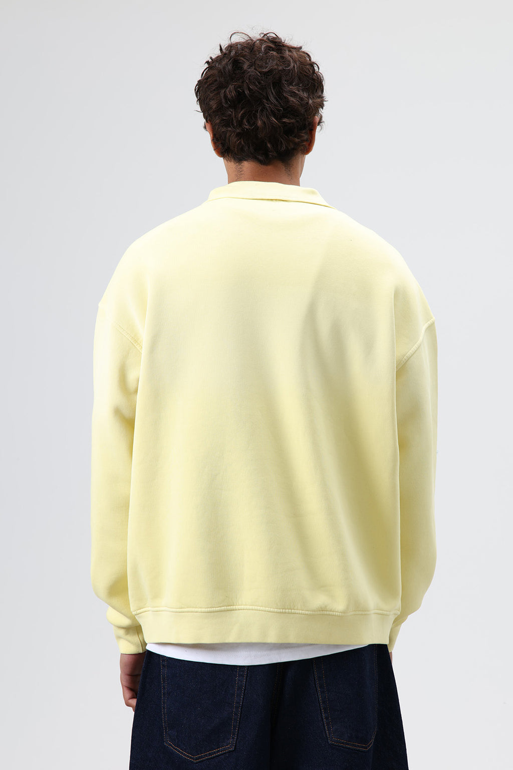Yaka Fermuarlı Oversize Sweatshirt Sarı
