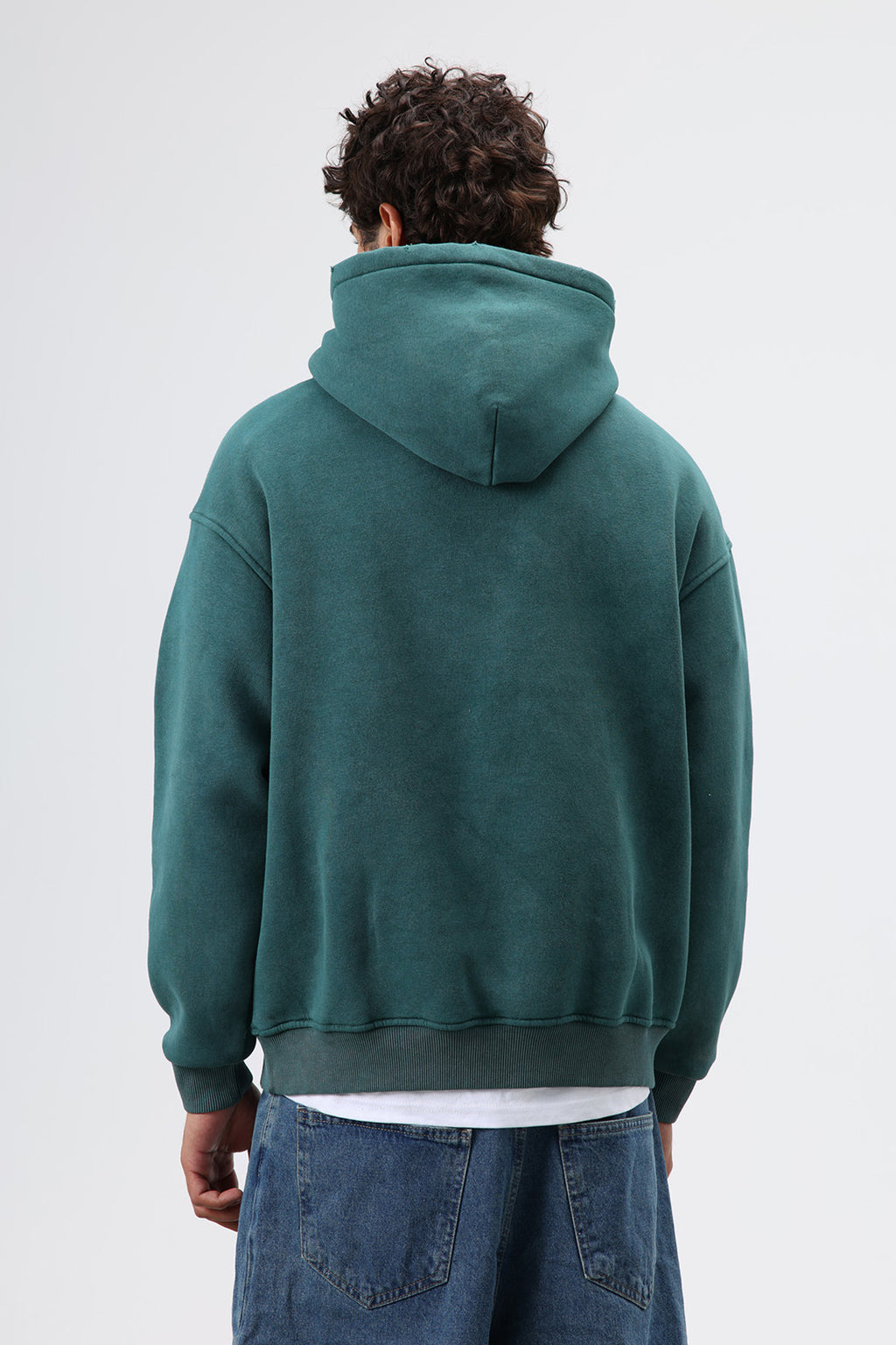 Oversize Baskılı Kapüşonlu Sweatshirt Nefti