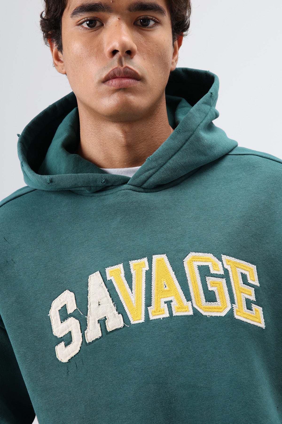 Oversize Baskılı Kapüşonlu Sweatshirt Nefti