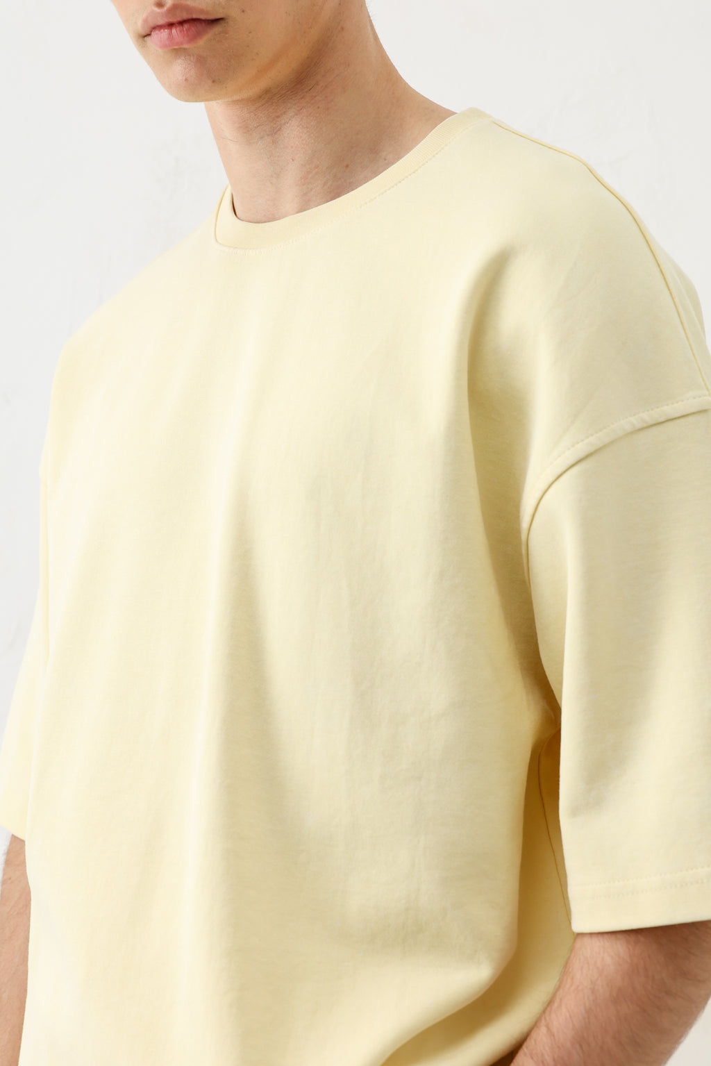 Kısa Kollu Yıkamalı Oversize Tişört Sarı
