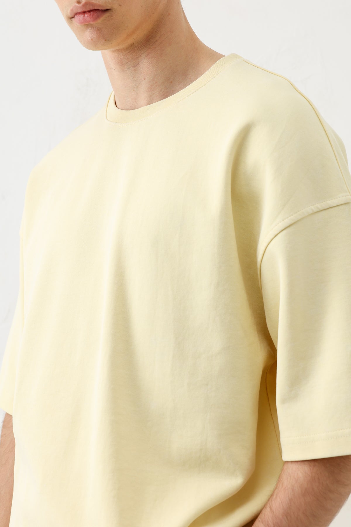 Kısa Kollu Yıkamalı Oversize Tişört Sarı