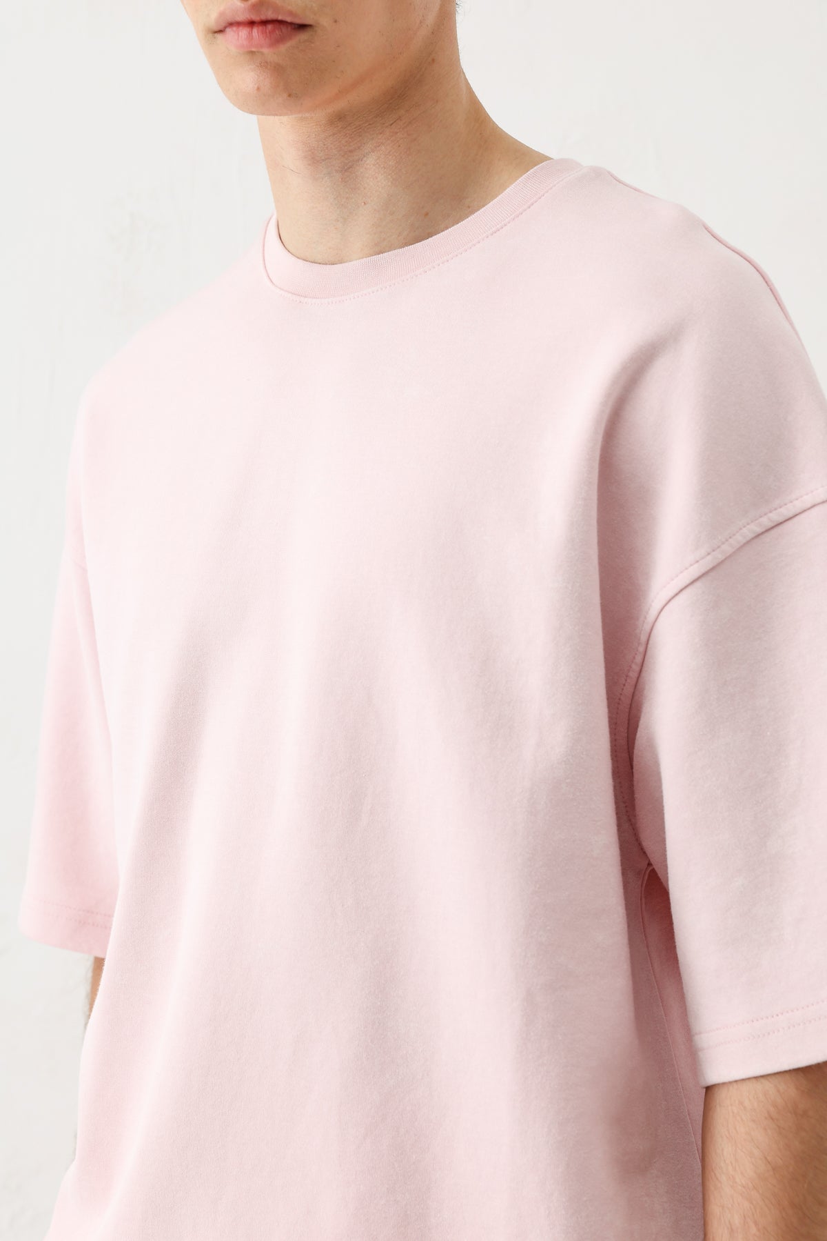 Kısa Kollu Yıkamalı Oversize Tişört Pembe