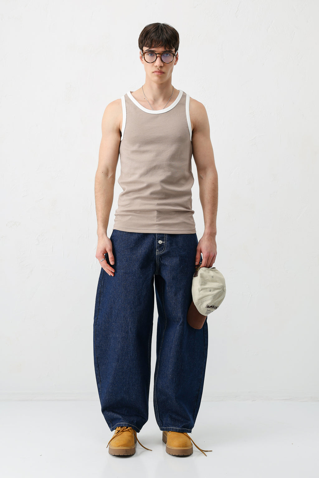 Oversize Askılı Tişört Vizon