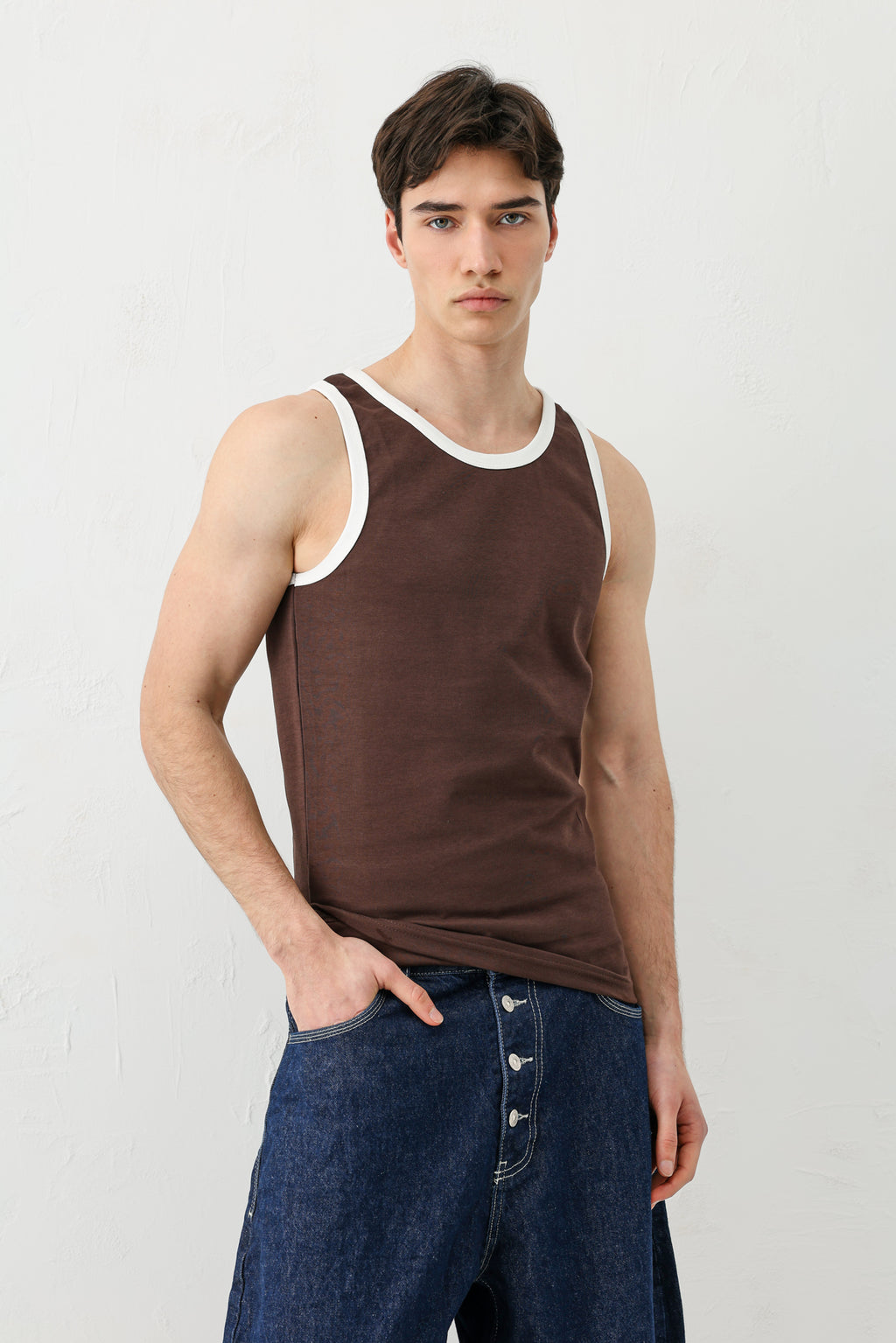 Oversize Askılı Tişört Kahve