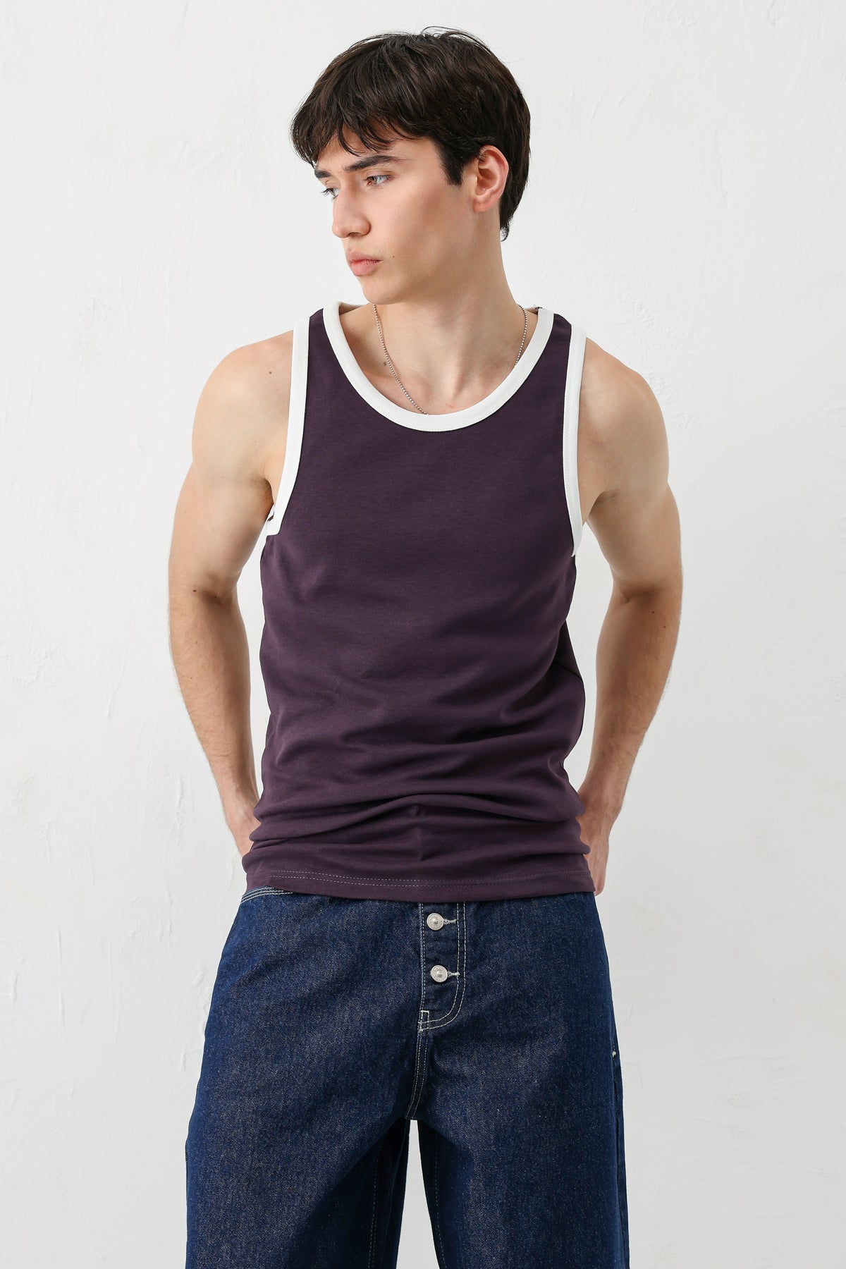 Oversize Askılı Tişört Mürdüm