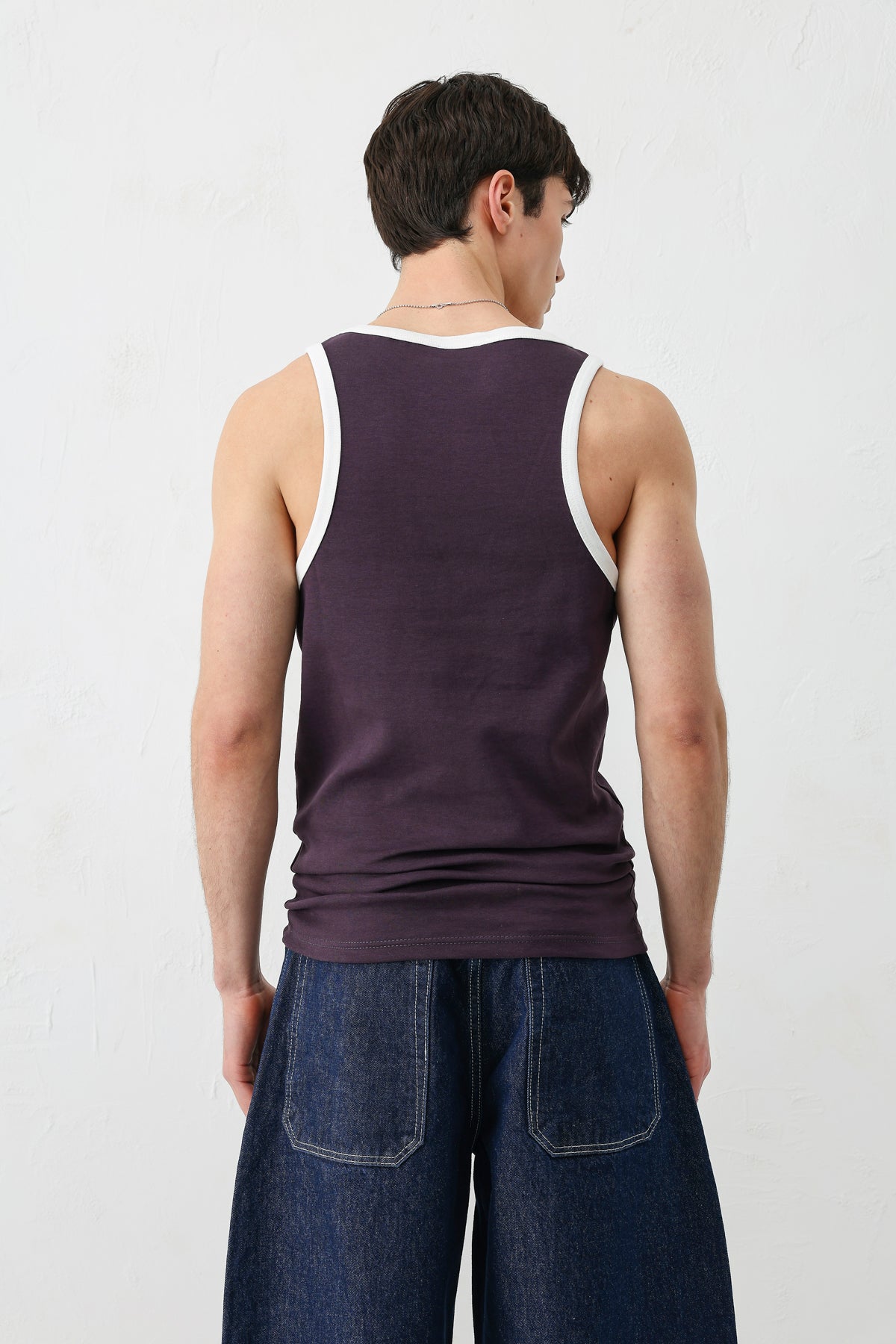 Oversize Askılı Tişört Mürdüm