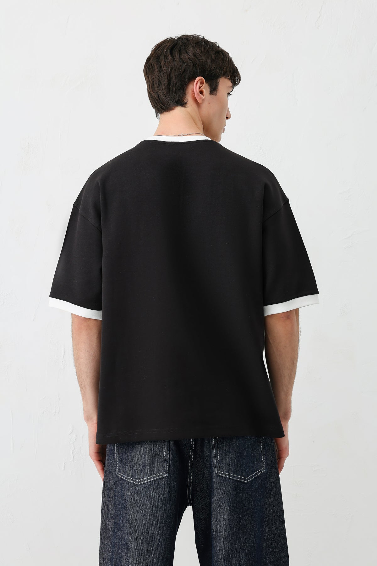 Kısa Kollu Oversize Cepli Tişört Siyah