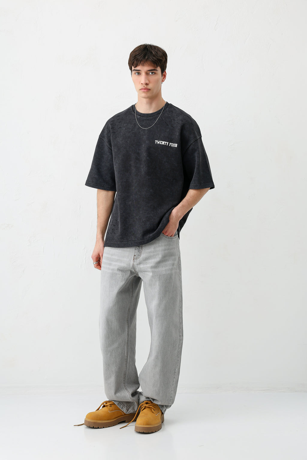 Baskılı Oversize Tişört Siyah