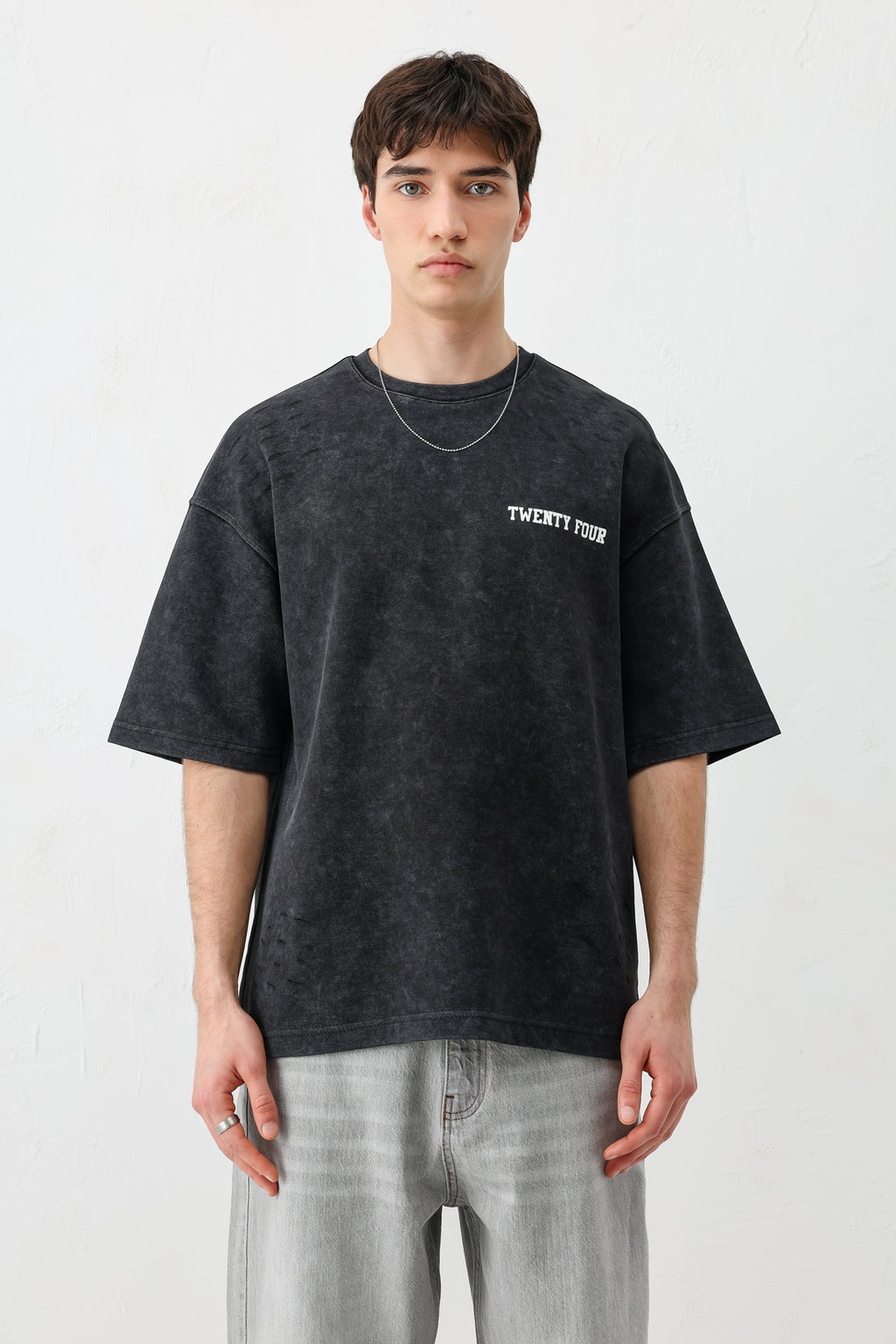 Baskılı Oversize Tişört Siyah