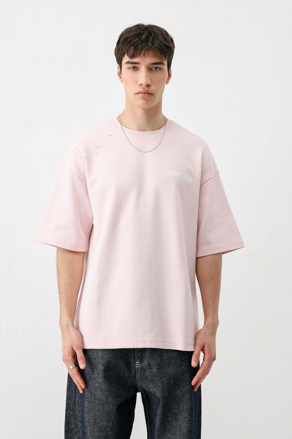 Baskılı Oversize Tişört Pembe