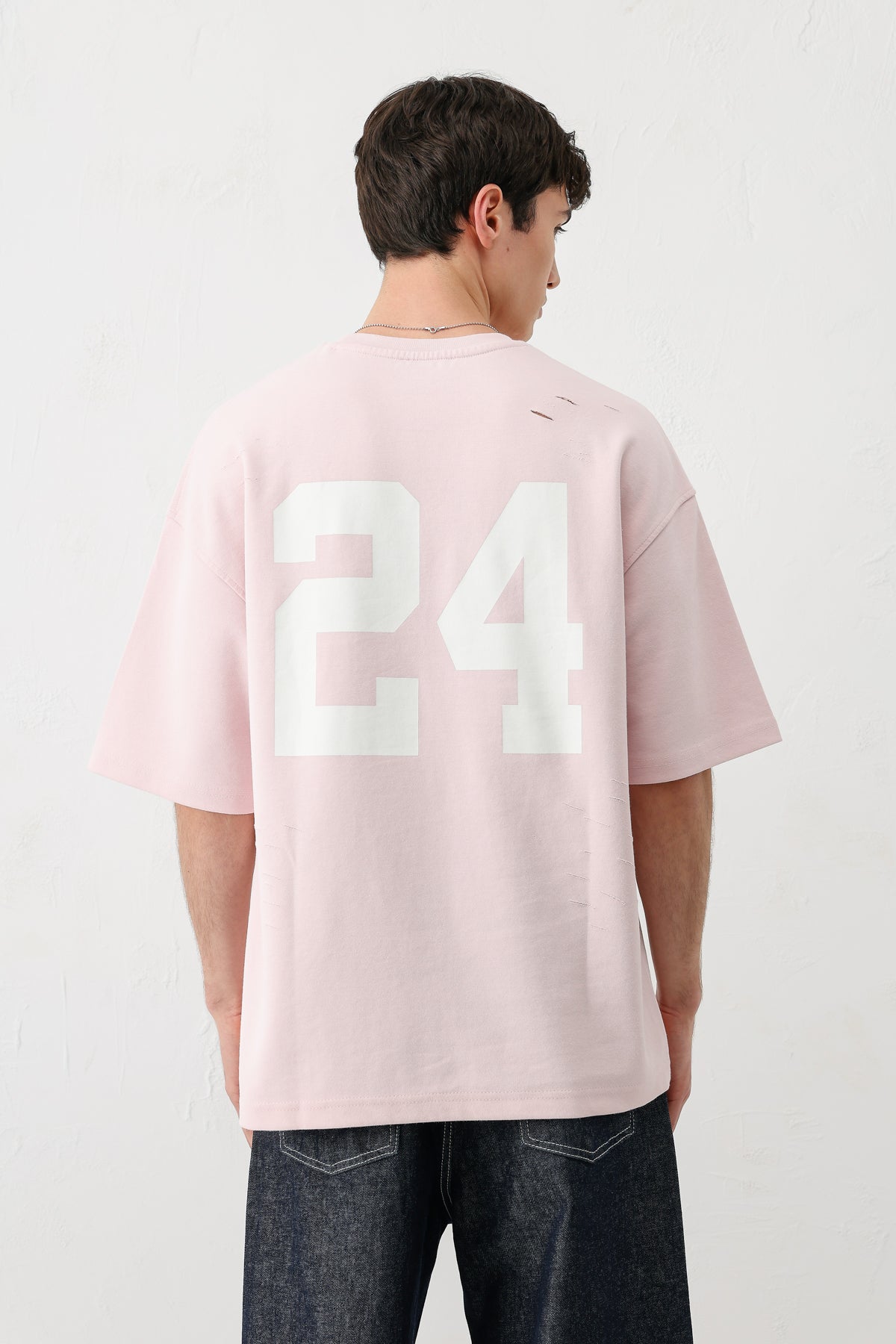 Baskılı Oversize Tişört Pembe