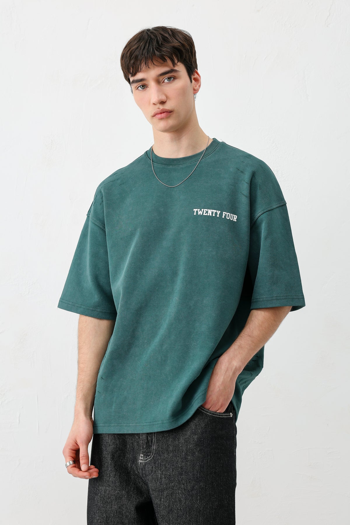 Baskılı Oversize Tişört Nefti