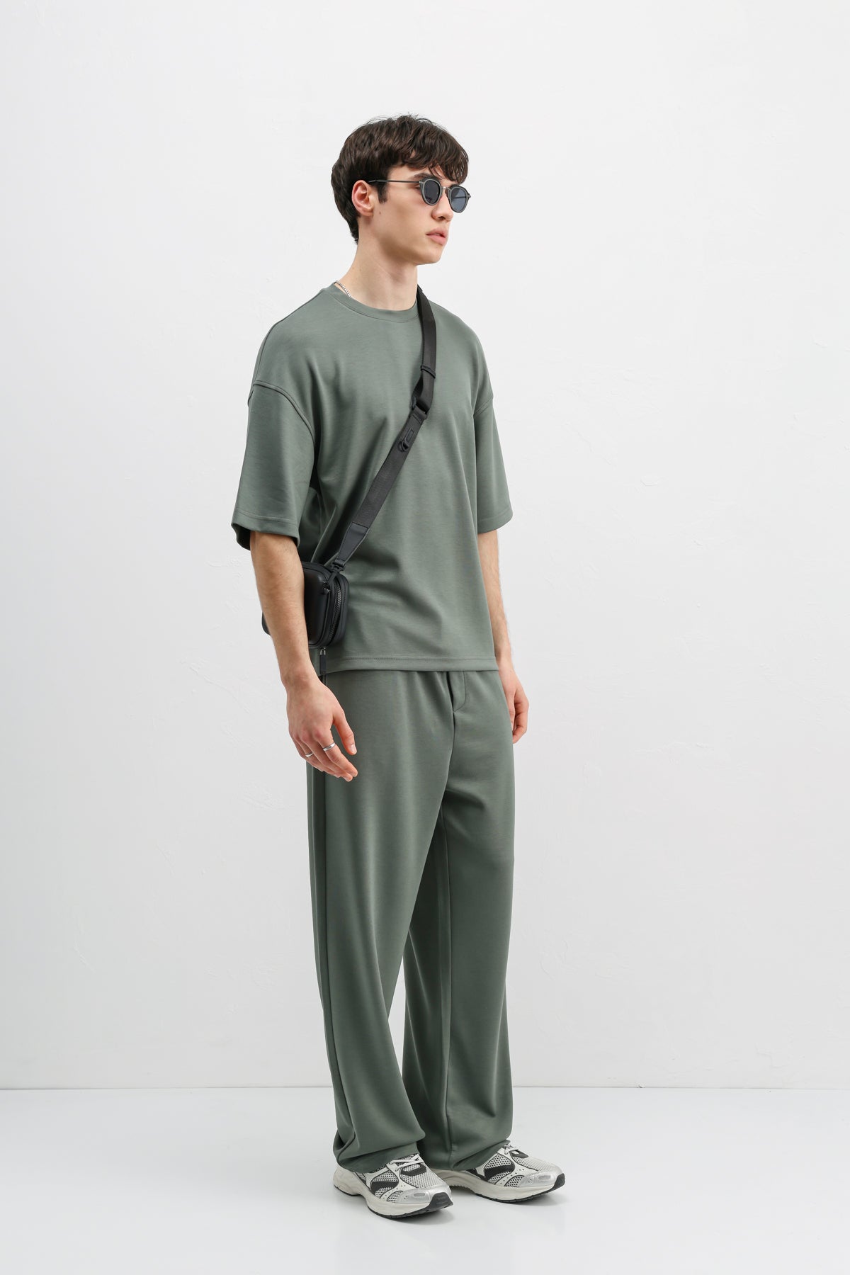 Modal Karışımlı Oversize Tişört Haki