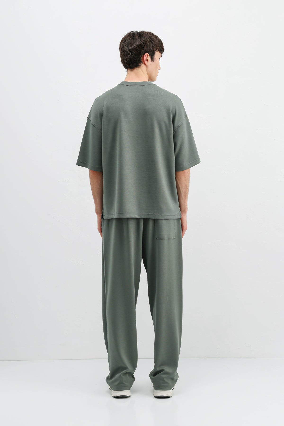 Modal Karışımlı Oversize Tişört Haki