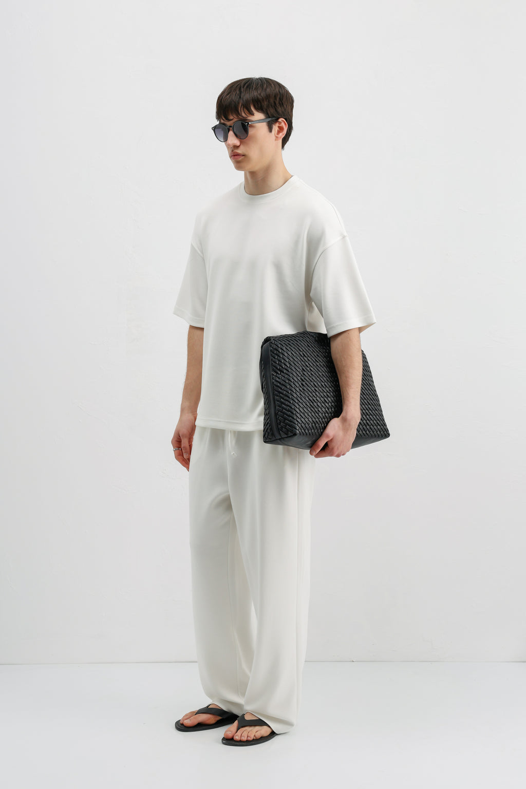 Modal Karışımlı Oversize Tişört Ekru