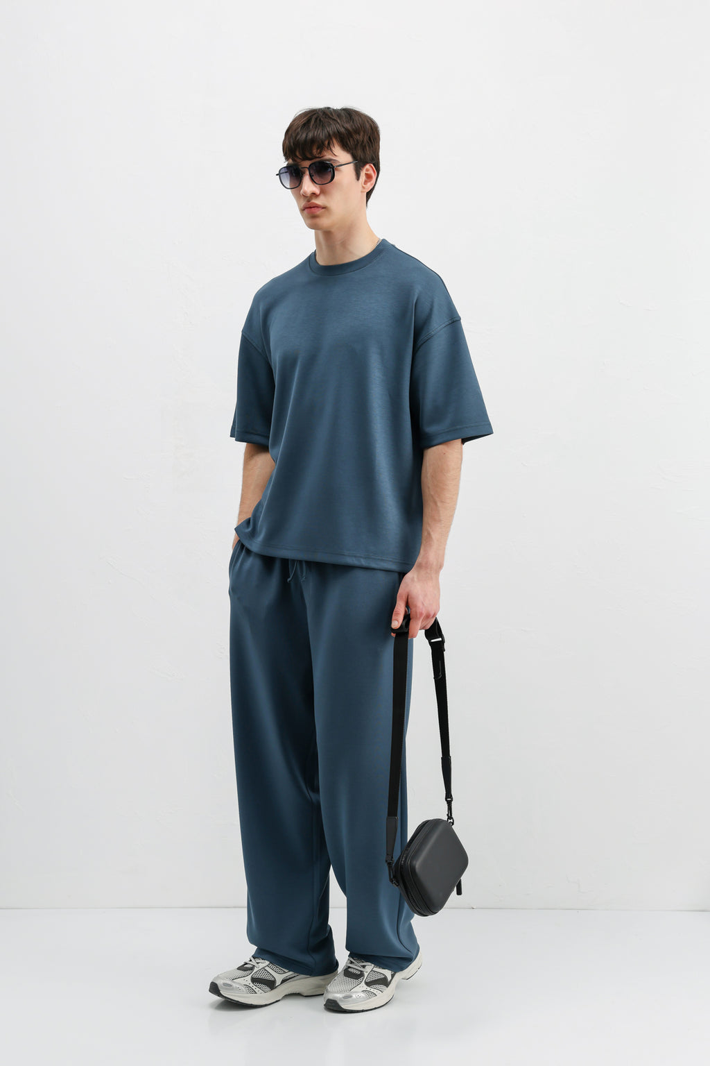 Modal Karışımlı Oversize Tişört Indigo