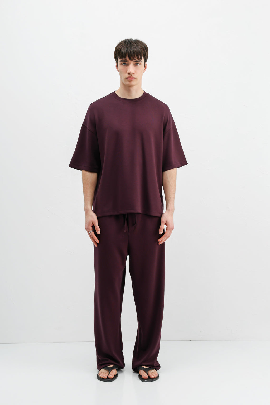 Modal Karışımlı Oversize Tişört Mürdüm