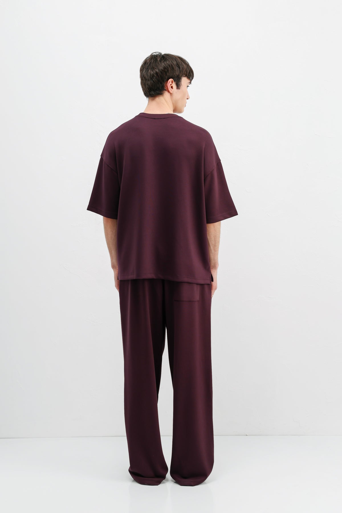 Modal Karışımlı Oversize Tişört Mürdüm