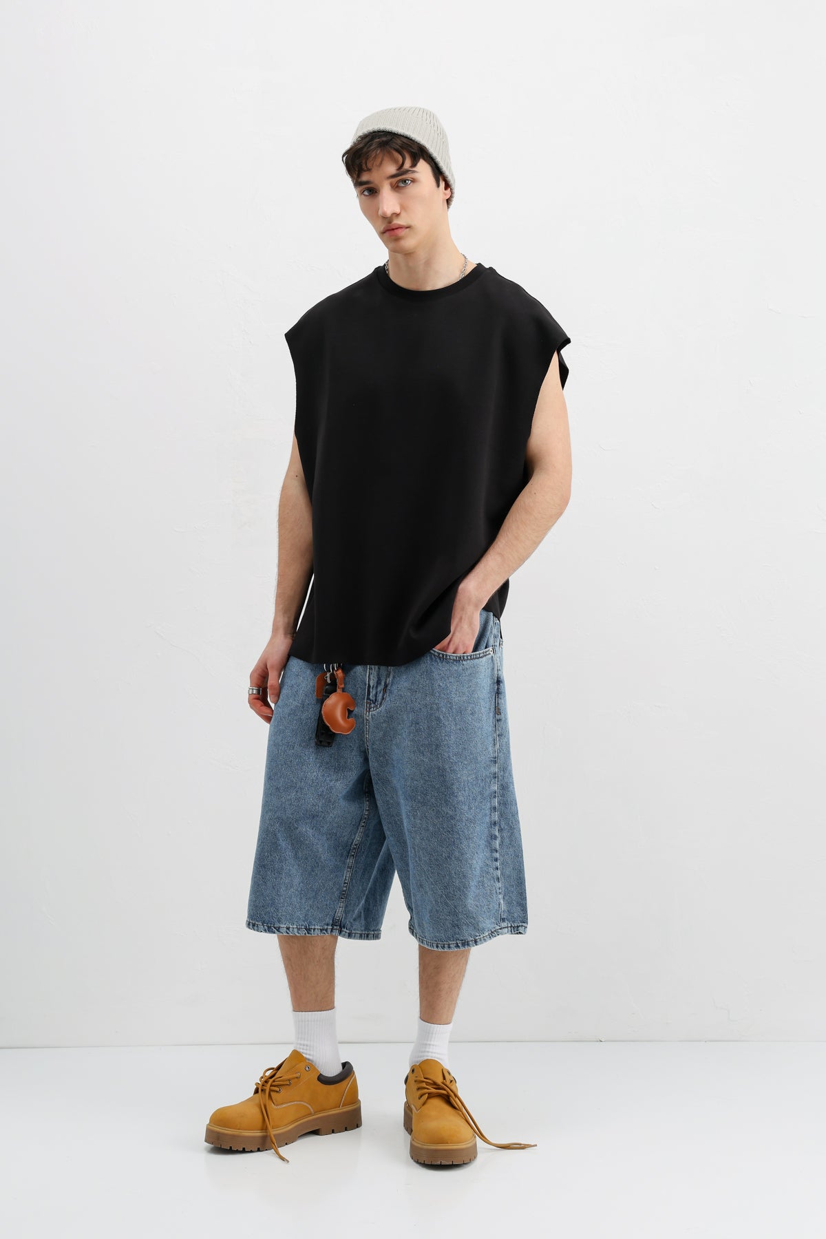 Oversize Kolsuz Basic Tişört Siyah
