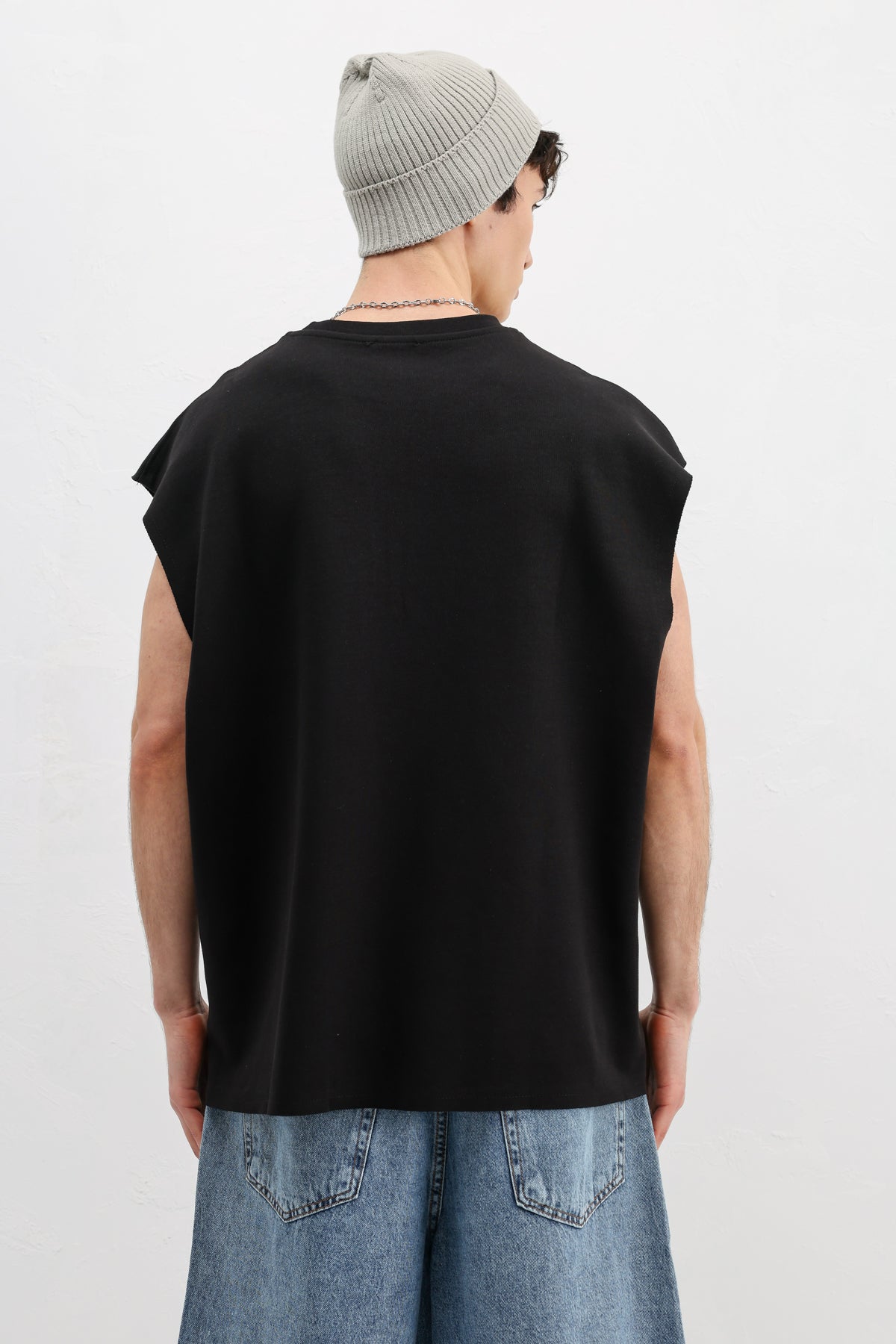 Oversize Kolsuz Basic Tişört Siyah