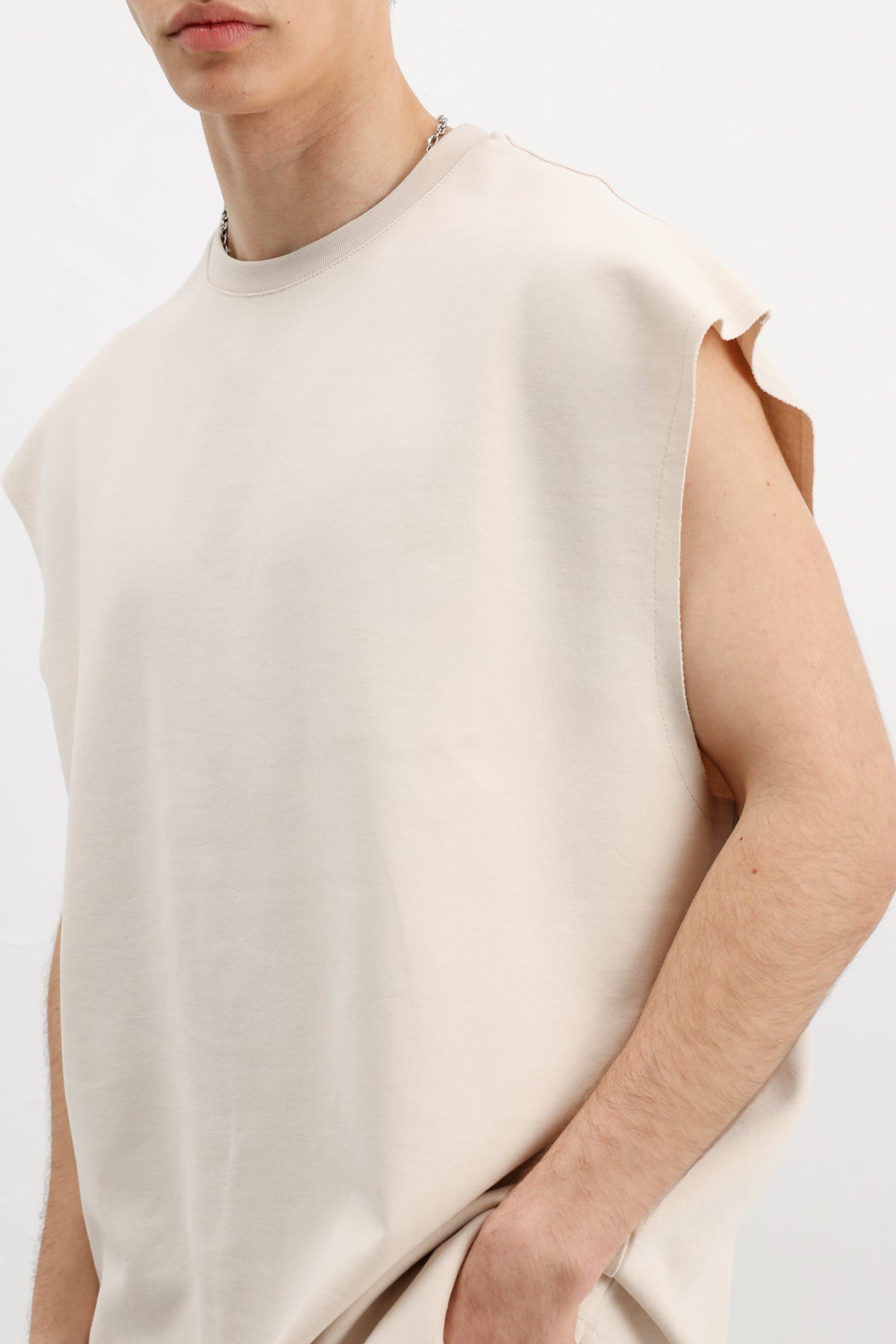 Oversize Kolsuz Basic Tişört Taş