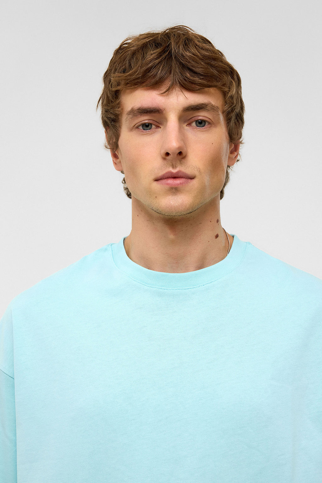 Basic Oversize Bisiklet Yaka Tişört Bebe Mavi