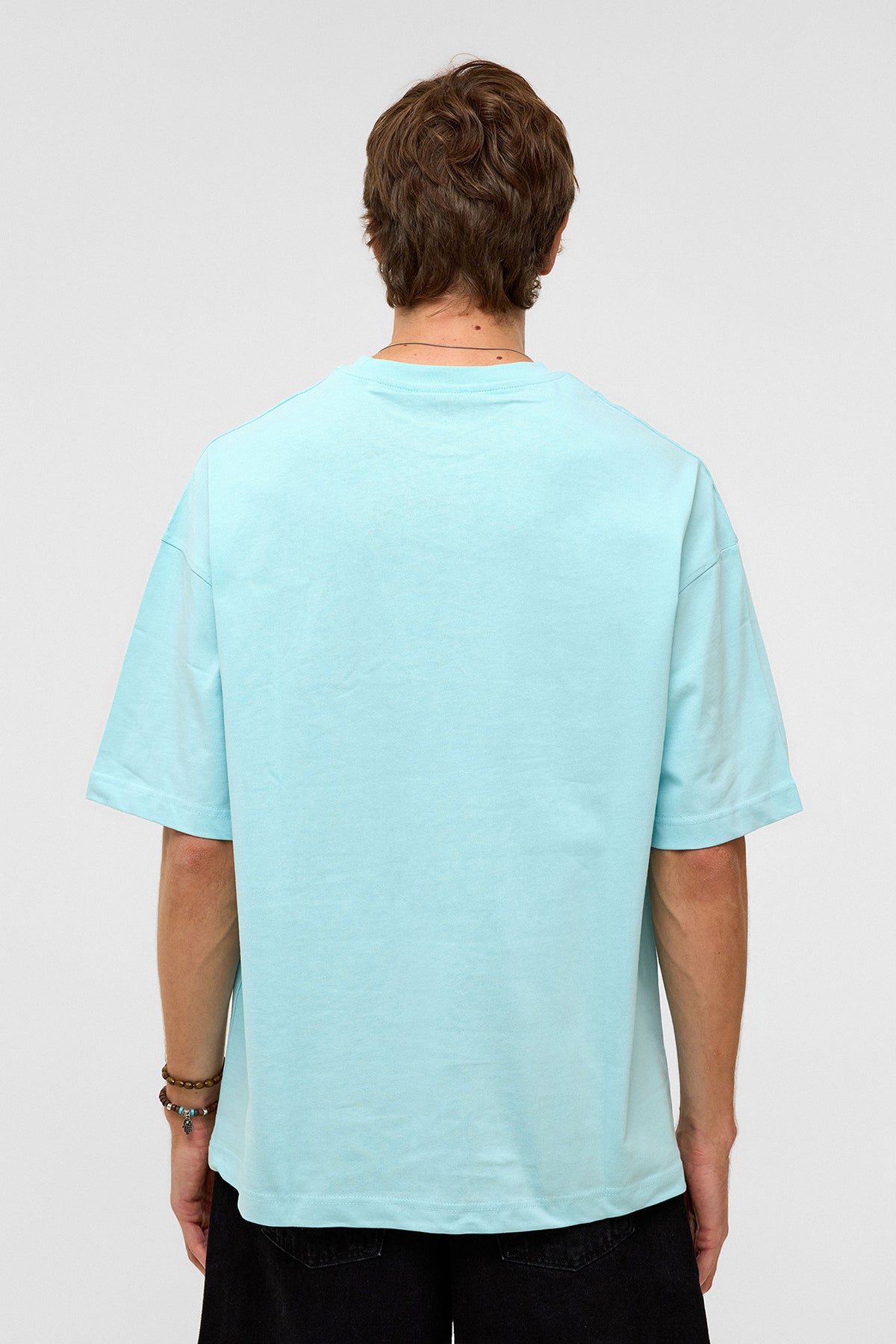 Basic Oversize Bisiklet Yaka Tişört Bebe Mavi