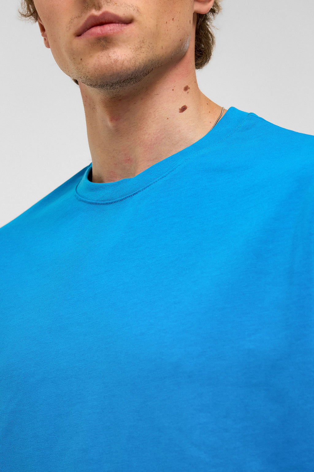 Basic Oversize Bisiklet Yaka Tişört Turkuaz