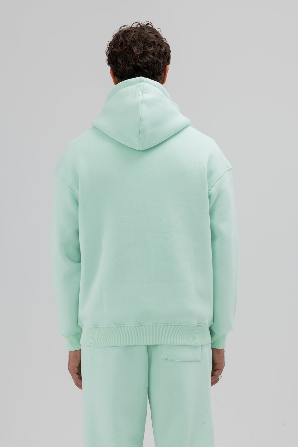 Basic Fermuarlı Oversize Kapüşonlu Sweatshirt Mint