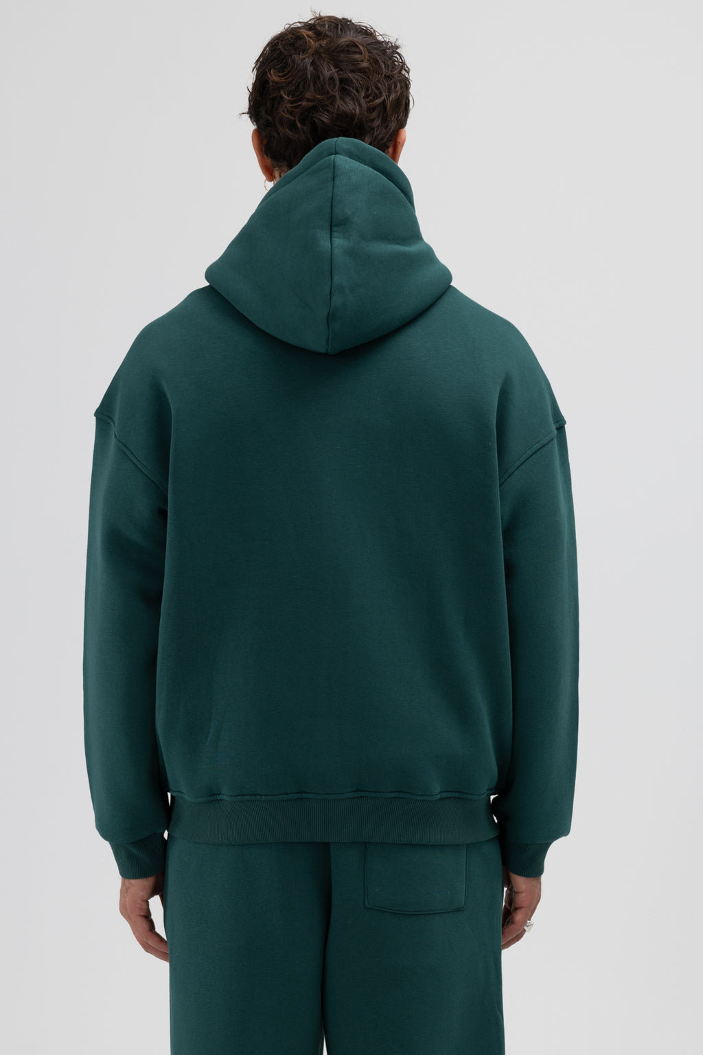 Basic Fermuarlı Oversize Kapüşonlu Sweatshirt Nefti