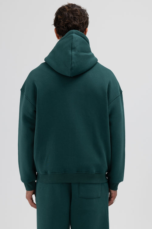 Basic Fermuarlı Oversize Kapüşonlu Sweatshirt Nefti