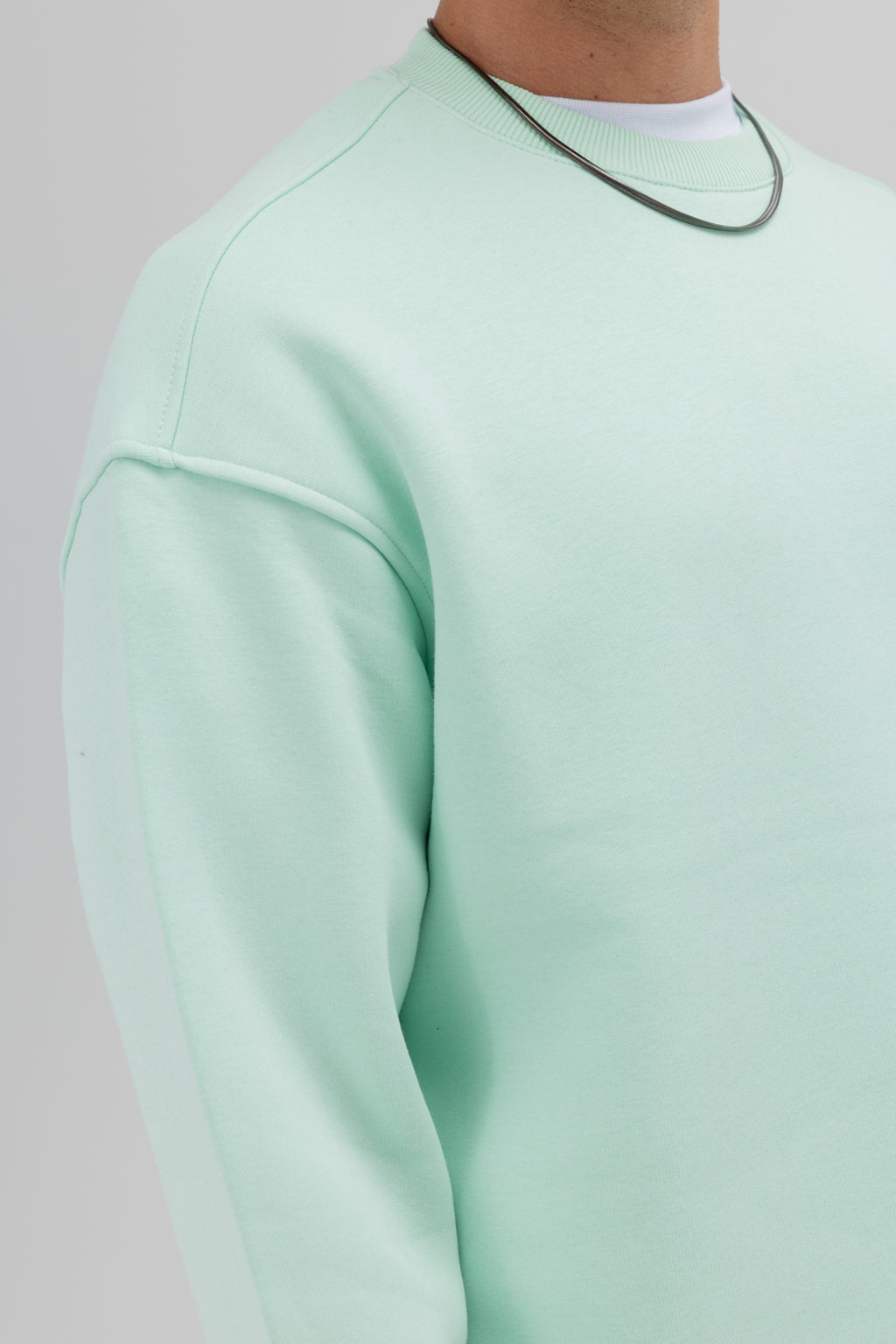 Basic Bisiklet Yaka Oversize Sweatshirt Mint