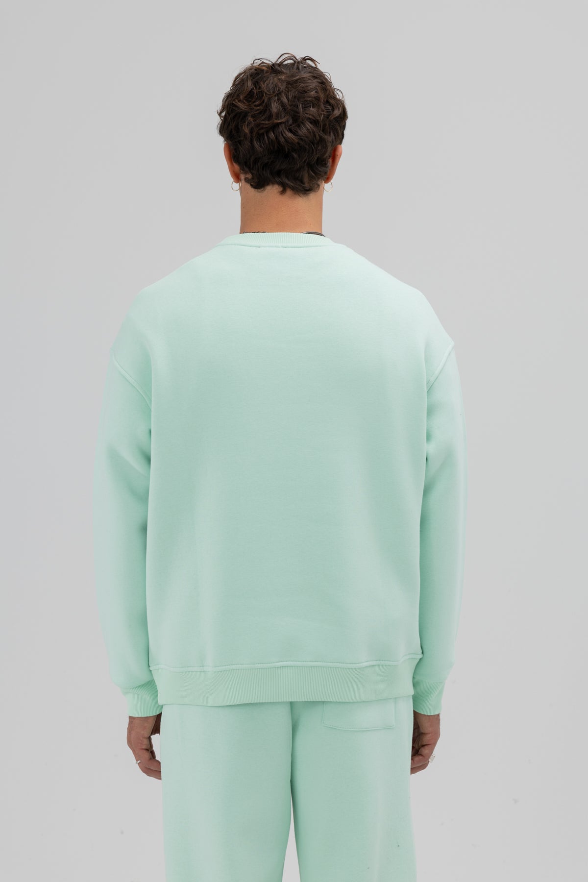 Basic Bisiklet Yaka Oversize Sweatshirt Mint