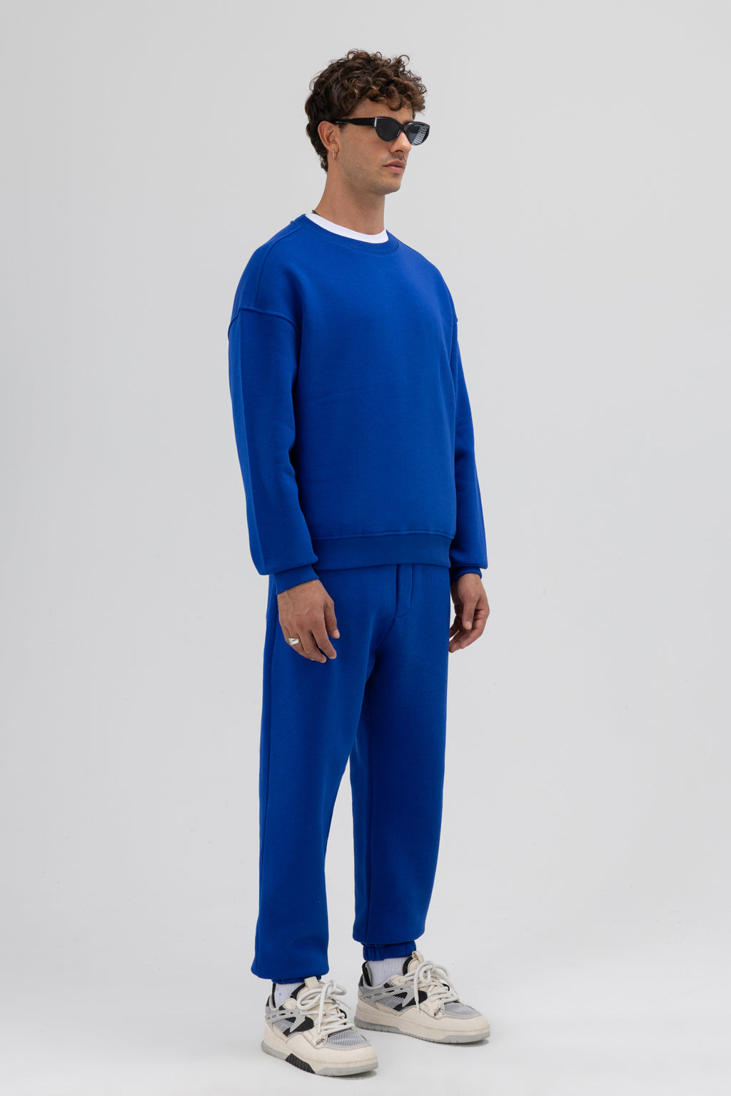Basic Bisiklet Yaka Oversize Sweatshirt Saks