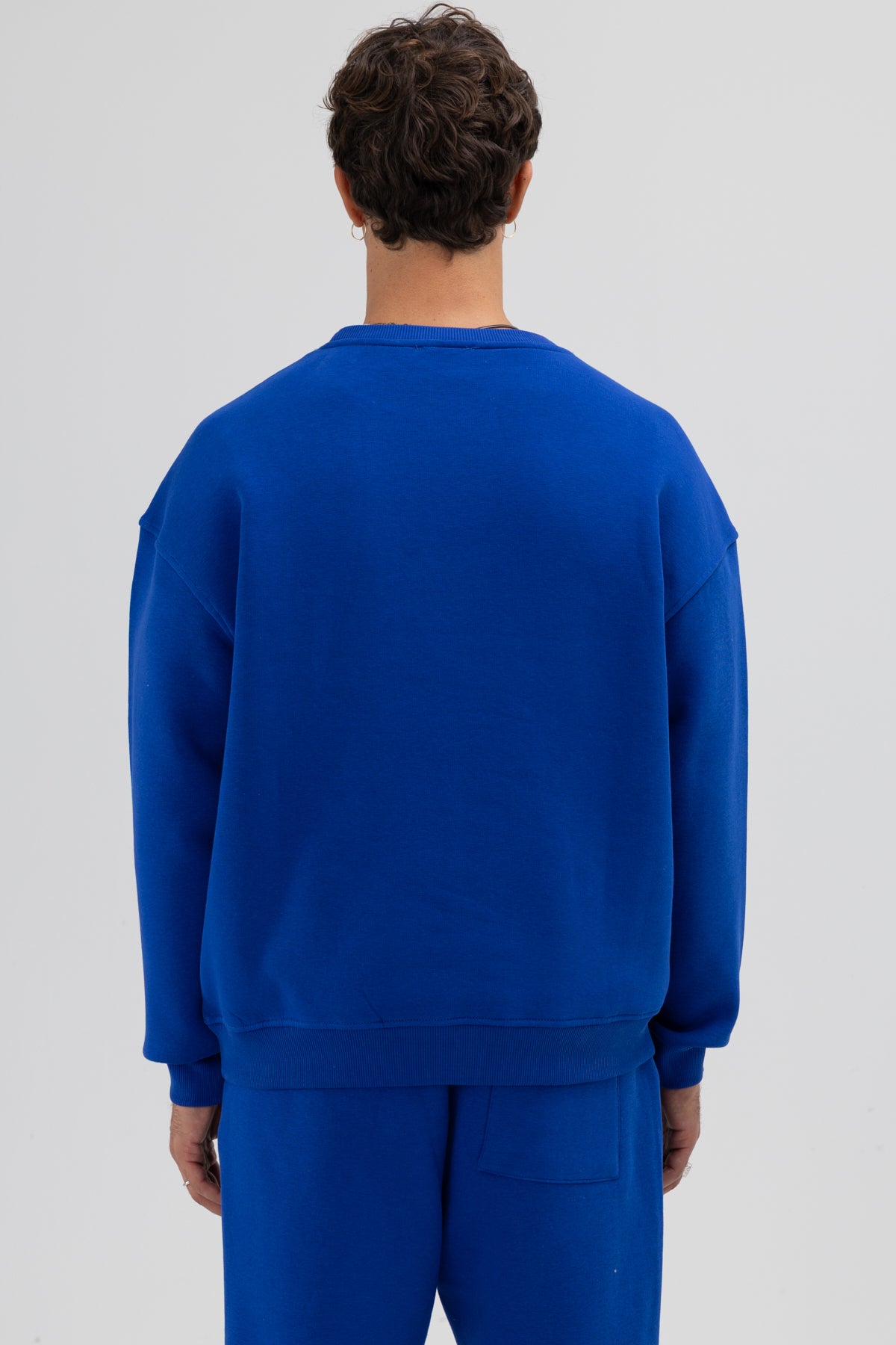 Basic Bisiklet Yaka Oversize Sweatshirt Saks