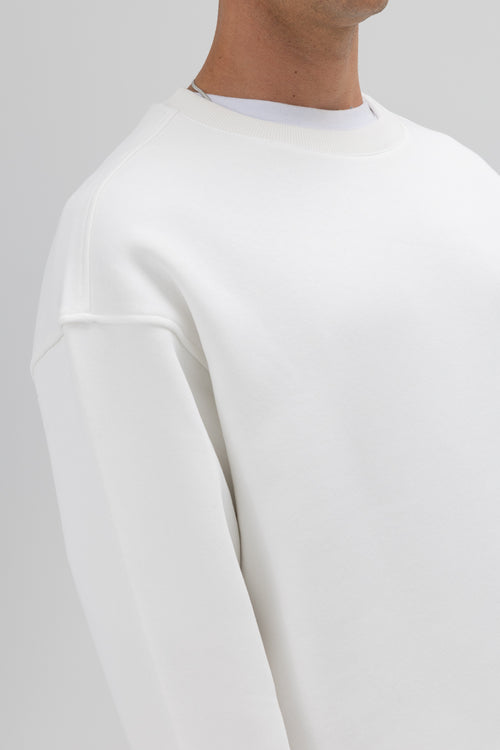 Basic Bisiklet Yaka Oversize Sweatshirt Ekru