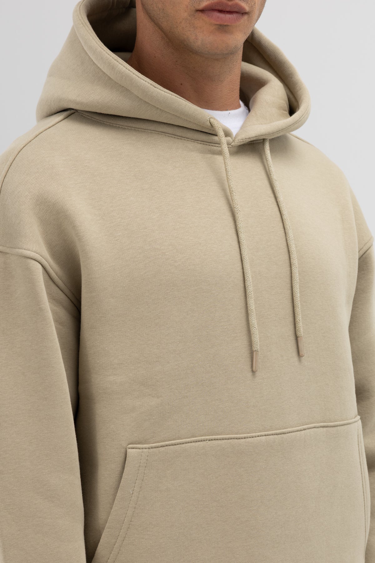Basic Oversize Kapüşonlu Sweatshirt Haki
