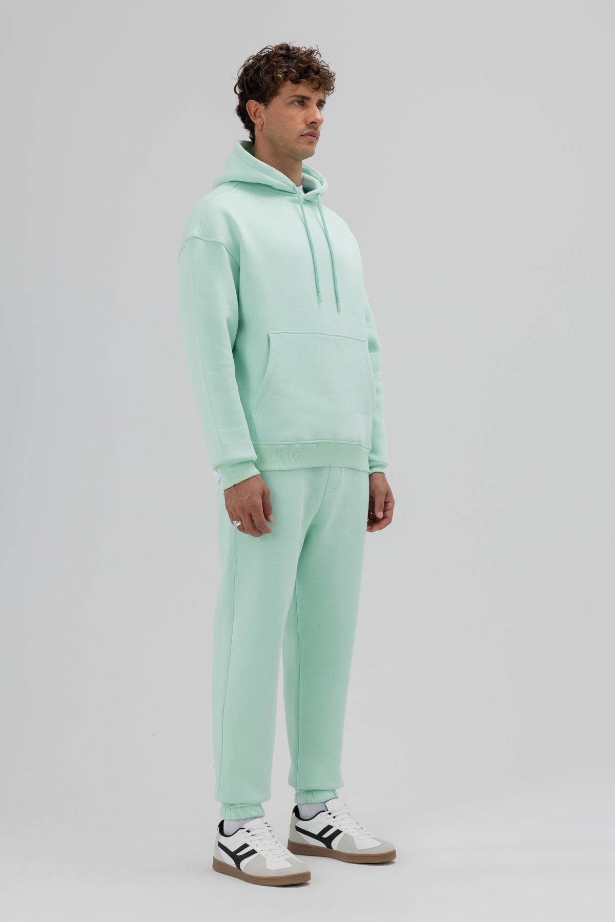 Basic Oversize Kapüşonlu Sweatshirt Mint