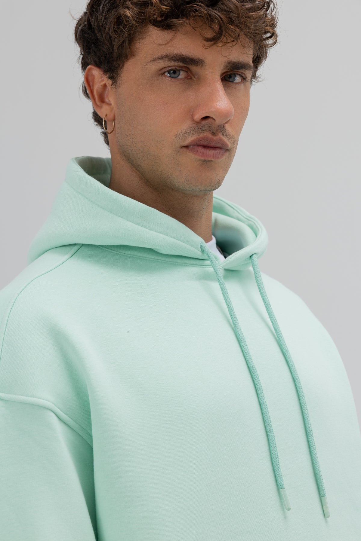 Basic Oversize Kapüşonlu Sweatshirt Mint