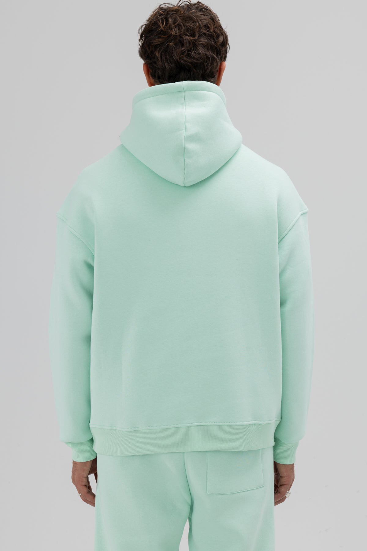 Basic Oversize Kapüşonlu Sweatshirt Mint