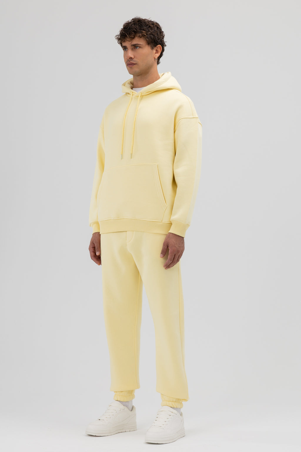 Basic Oversize Kapüşonlu Sweatshirt Sarı