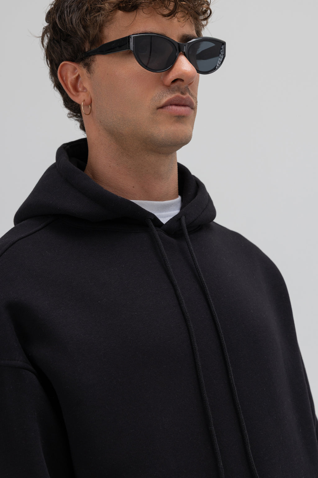Basic Oversize Kapüşonlu Sweatshirt Siyah