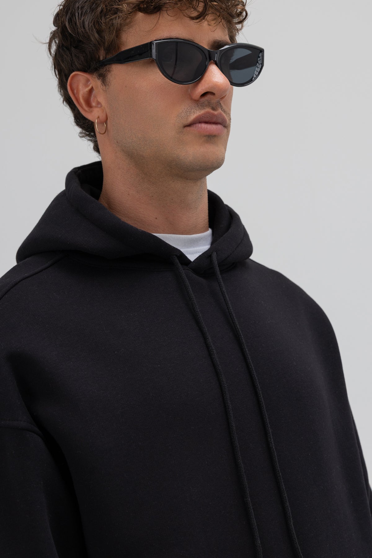 Basic Oversize Kapüşonlu Sweatshirt Siyah