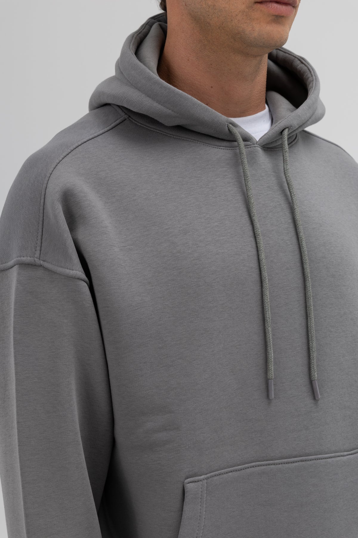 Basic Oversize Kapüşonlu Sweatshirt Füme