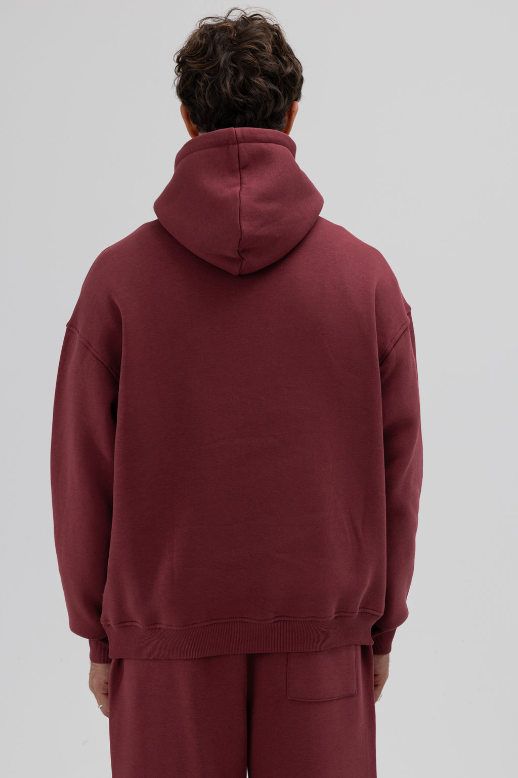 Basic Oversize Kapüşonlu Sweatshirt Bordo